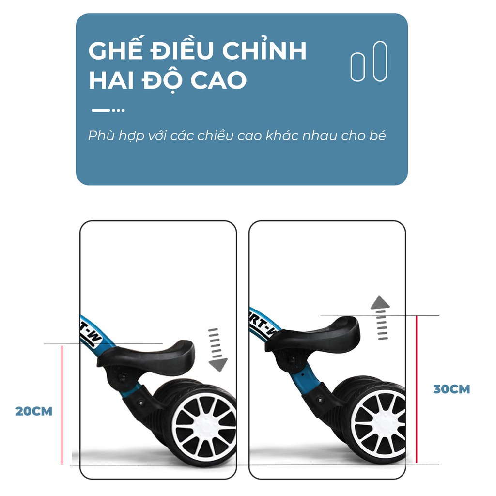 Xe đạp 3 bánh kết hợp xe chòi chân đa năng cho bé,giữ thăng bằng tôta với bánh xe chống trơn trượt chỉnh được chiều cao