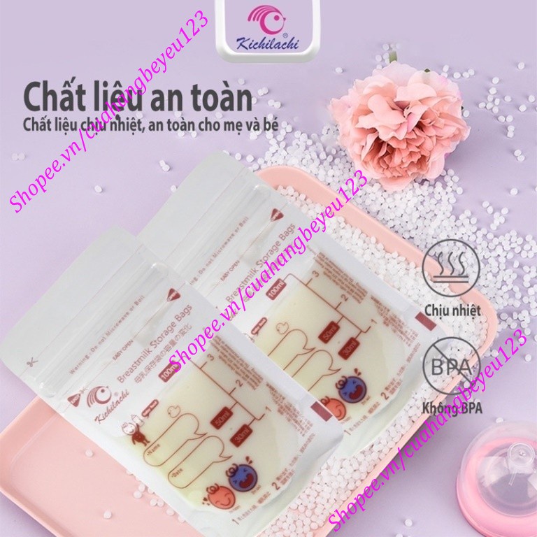Hộp 30 túi trữ sữa mẹ cảm ứng nhiệt 100ml KICHILACHI Kichi K30