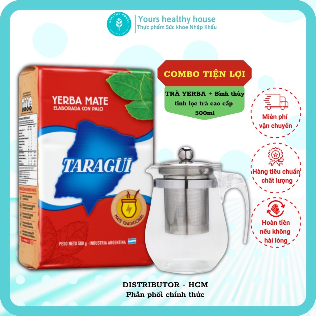 Combo Trà Uống Thế Giới (FREE 10 TÚI LỌC) + Bình 500ml lọc trà thủy tinh cao cấp nhập khẩu