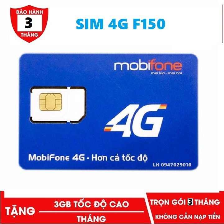 Sim Mobifone 3GB/Tháng Gói Cước Mới Miễn Phí Dùng Mạng- Sim Mobi F150 Giá Siêu Ưu Đãi-Nhanh Tay Đặt Hàng Số Lượng Có Hạn