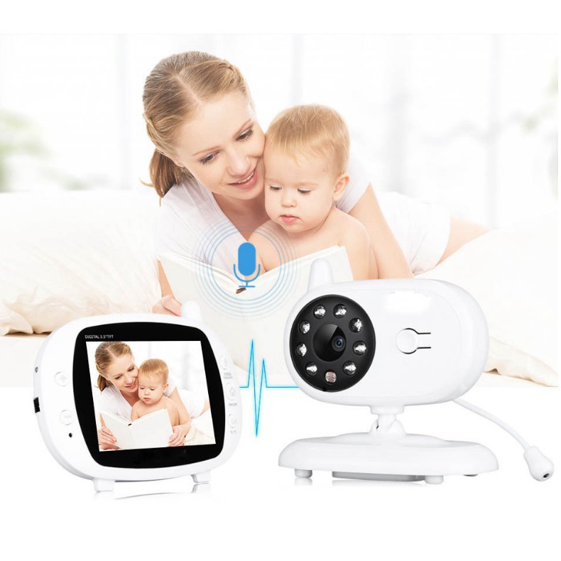 [Chính Hãng] Máy Báo Khóc Baby Monitor Màn Hình Lớn 3.5 In Siêu Nét, Tiếng To, Hồng Ngoại Quay Ban Đêm