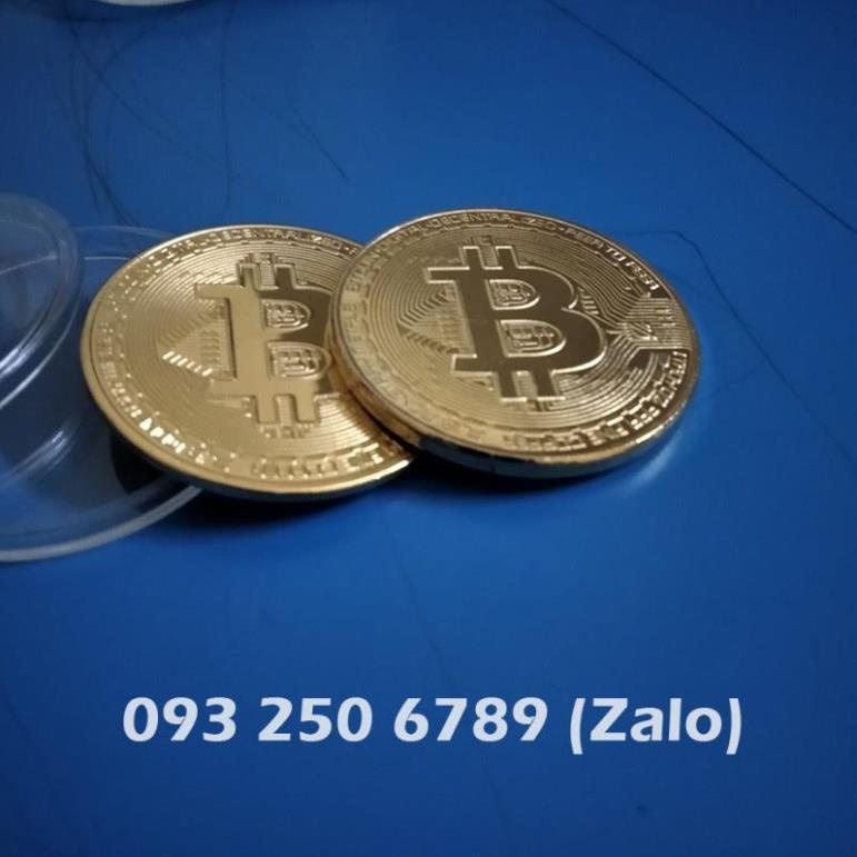 SẴN HÀNG Đồng xu may mắn Bitcoin Mạ vàng 24 + Hộp nhựa đi kèm