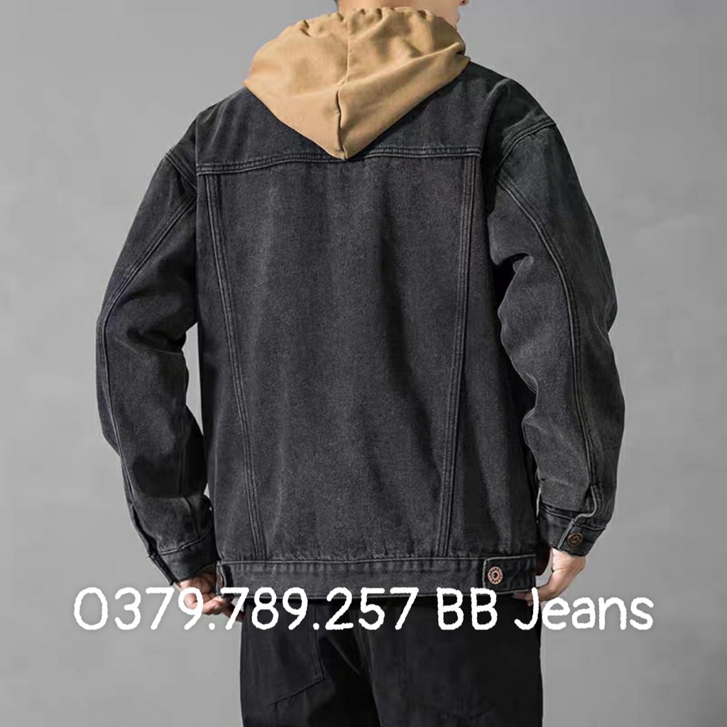 Áo khoác jean nữ nam form rộng xám trắng sang trọng mẫu mới xước trước cực đẹp CHI39