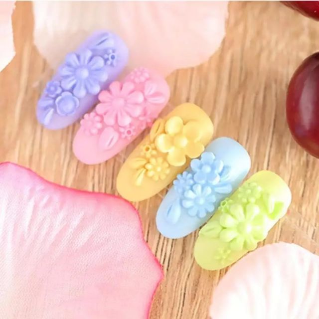 Khuôn silicone dẻo nhấn hoa bột nail gel