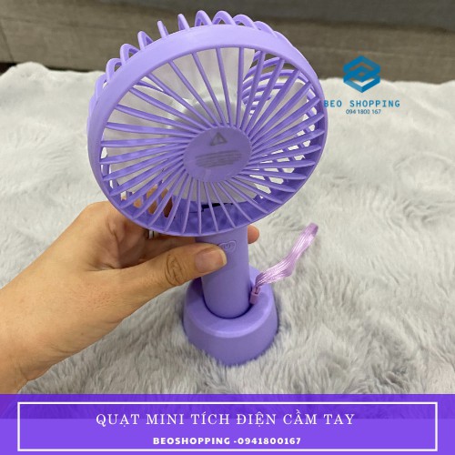 [MẠNH]Quạt mini tích điện cầm tay có đế để bàn 3 tốc độ gió