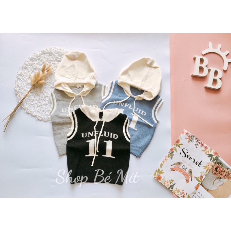 Áo Len Ba Lỗ Có Mũ, Áo Len Ghile Cho Bé Trai Size 80-120(1-5 tuổi)