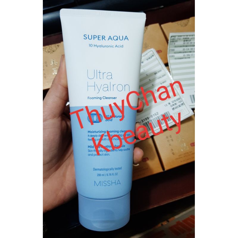 (#Missha) Sữa rửa mặt mềm da Missha Super Aqua Ultra Hyalron Foaming Cleanser200ml