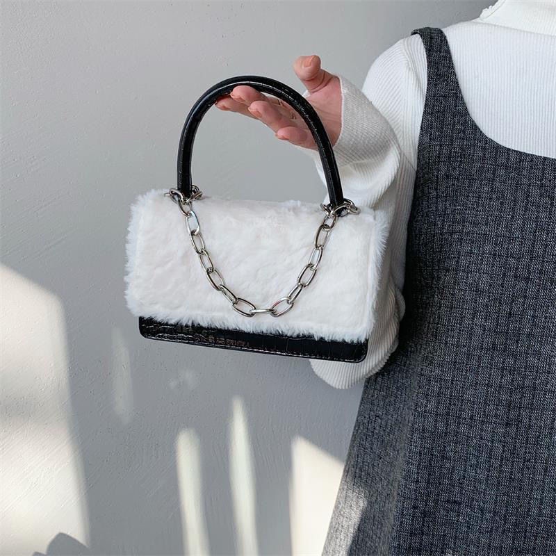 Túi Xách Đeo Vai Hình Vuông Cỡ Nhỏ Phối Dây Đeo Sợi Xích Phong Cách Hàn Quốc Thời Trang Cho Nữ