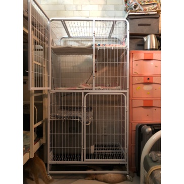 Chuồng Mèo Sơn Tĩnh Điện BIGSIZE Có Bánh Xe, Chuồng Cao 168cm, 3 Màu Đen Trắng Hồng