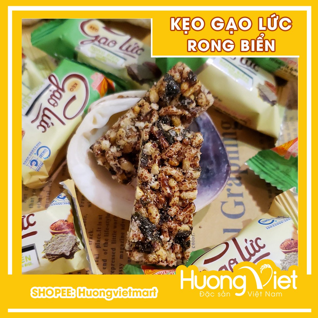 Kẹo gạo lức rong biển giòn tan Tân Huê Viên 200g, kẹo gạo lứt Sóc Trăng