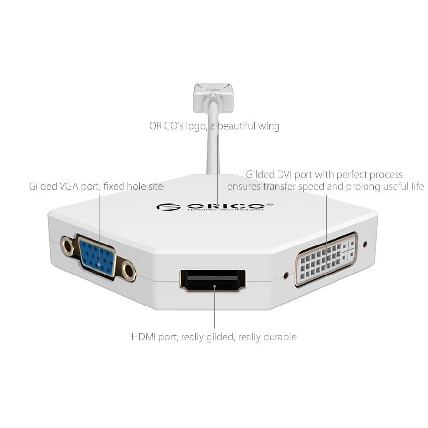 ORICO Bộ Chuyển Đổi Dpt-Hdv3 - Display Port Dp Sang Hdtv Vga Dvi 3 Trong 1