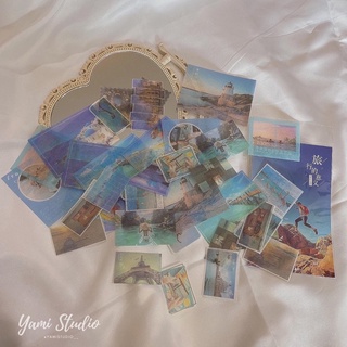 Set 40 sticker hình dán phong cảnh aesthetic ST011