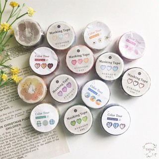 Washi tape tròn và trái tim nhiều màu sắc băng keo giấy trang trí sổ bullet journal