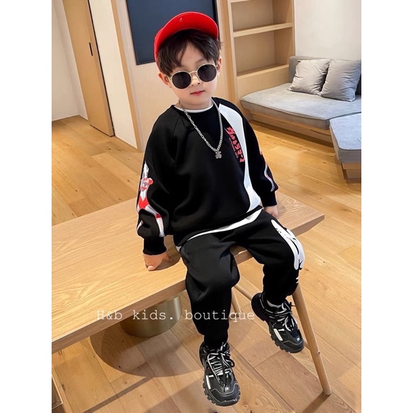 Bộ quần áo dài tay chất liệu da cá mềm mại từ 16-28kg❤️Bộ quần áo thu đông bé trai