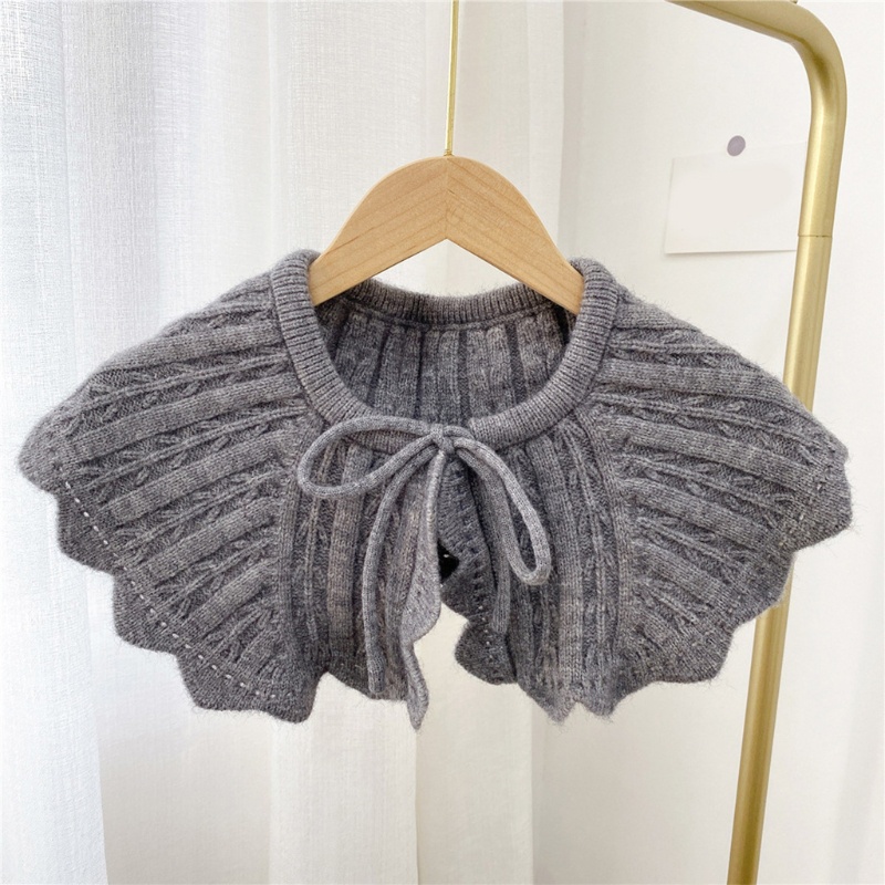 Khăn Choàng Cổ Đan Móc Màu Sắc Trơn Thắt Nơ Họa Tiết Kẻ Sọc Thời Trang Mùa Đông Cho Nữ