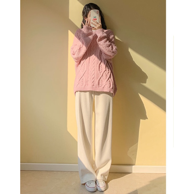 Quần dài ống rộng lưng cao thời trang năng động trẻ trung cho nữ