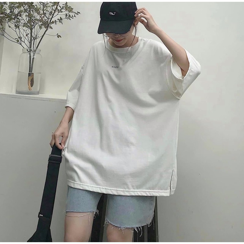 Áo thun tay lỡ dáng rộng unisex dưới 75kg - Ondoo