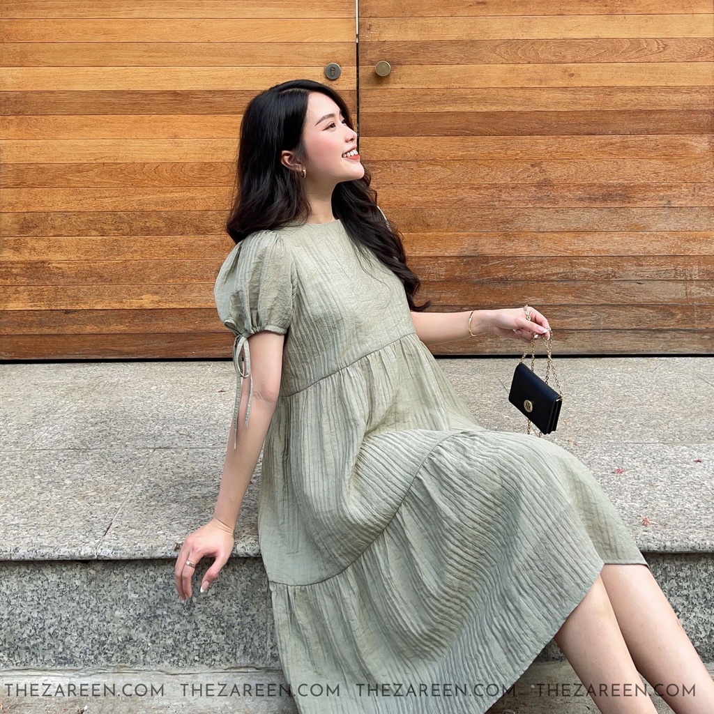 ĐẦM BABYDOLL THẮT NƠ ZAREEN DAX38 XANH RÊU | BigBuy360 - bigbuy360.vn