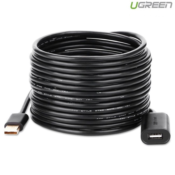 Cáp USB nối dài 20m có chíp khuếch đại Ugreen 10324 Cao cấp - Hàng chính hãng BH 18 tháng