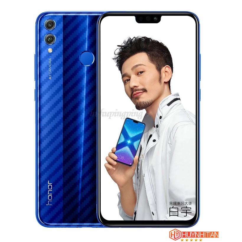 Miếng dán decal carbon mặt sau Honor 8X chống trầy mặt lưng, chống bám vân tay