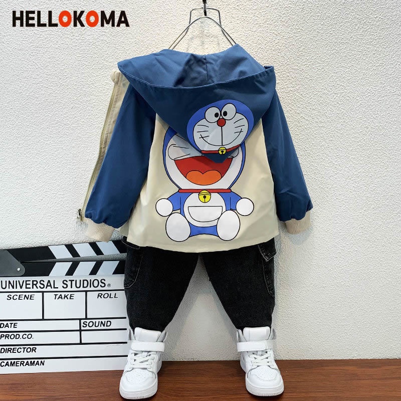Áo Khoác Hoodie Hai Mặt In Hoạt Hình Robot Mèo Thời Trang Dành Cho Trẻ 2022