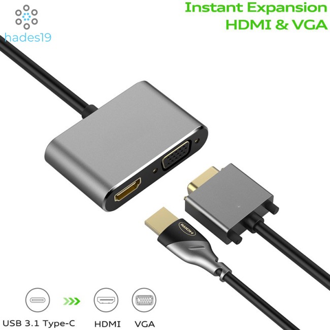Bộ Chuyển Đổi TV USB 3.1 Type-C Sang Bộ Chuyển Đổi VGA Sang HDMI 2 Trong 1 VGA HDMI 4K ULTRA HD | BigBuy360 - bigbuy360.vn