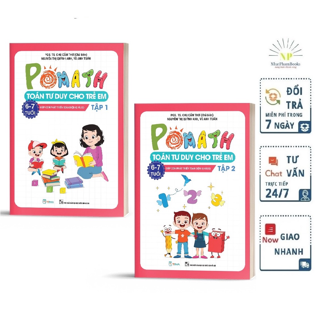 Sách - Combo Pomath Toán Tư Duy Cho Trẻ Em 6 - 7 tuổi - Tặng Kèm Bảng Trò Chơi Tư Duy