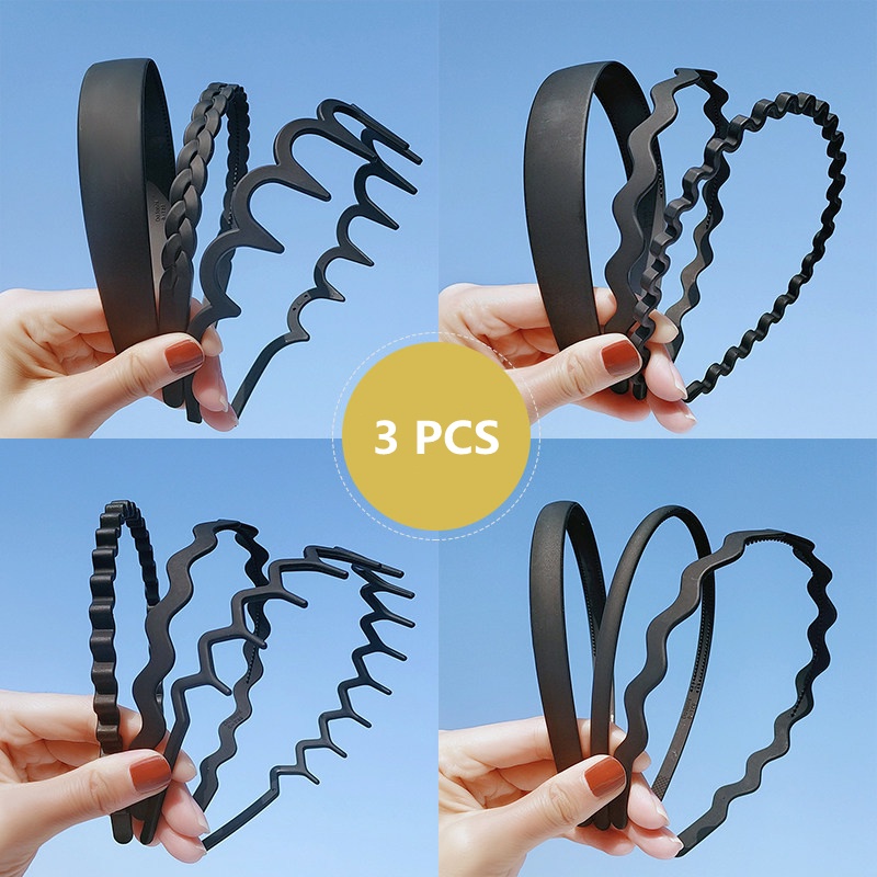 Set 3 Băng Đô Đen Đơn Giản Phong Cách Hàn Quốc Cổ Điển Dành Cho Nam Và Nữ