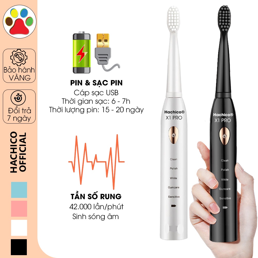 Bàn chải đánh răng điện Hachico Sonic X1 Pro và giá treo bàn chải tiện dụng an toàn