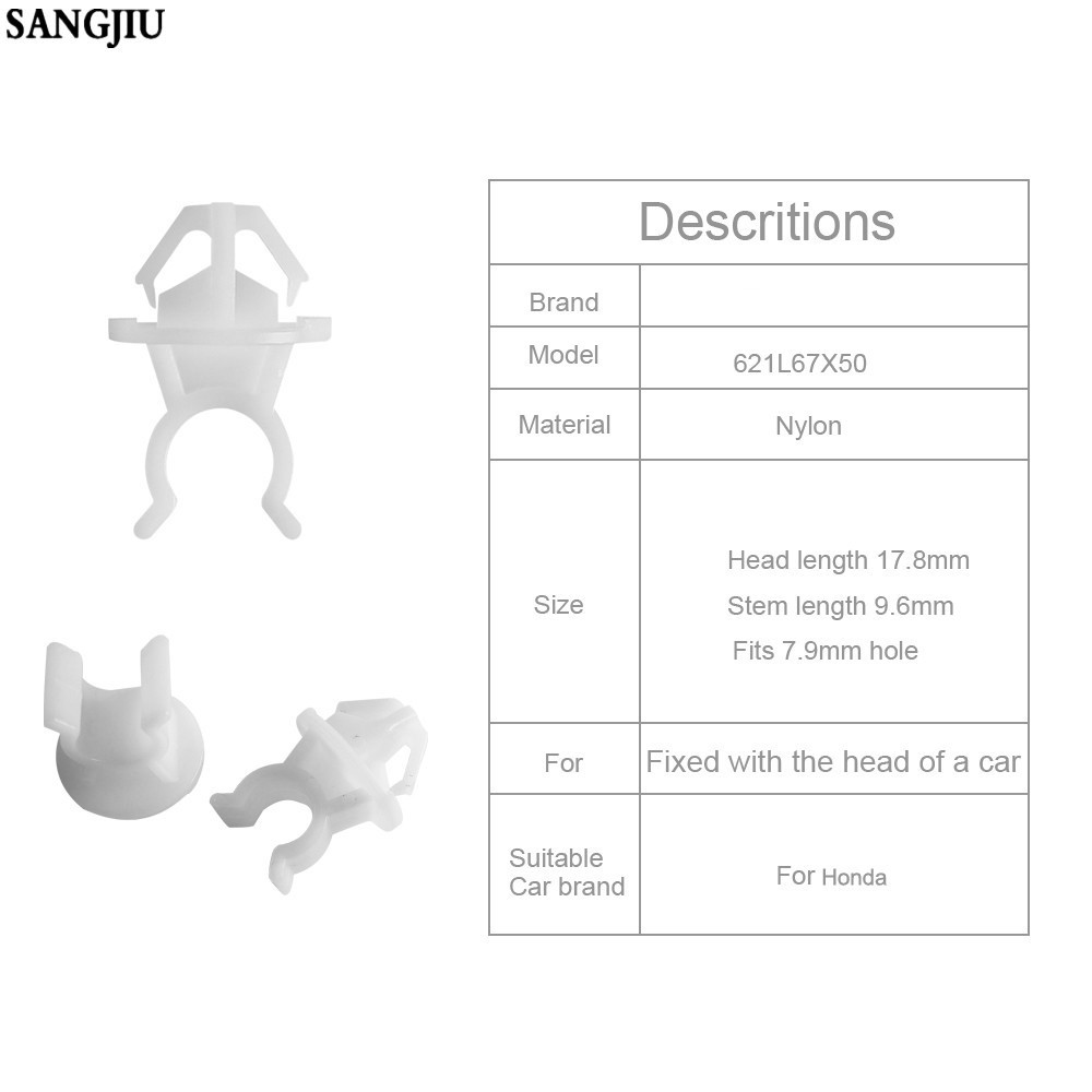 50 CÁI Honda Accord Civic Odyssey City Car Fastener Nắp đậy động cơ Thanh hỗ trợ cố định Kẹp giữ nylon cố định