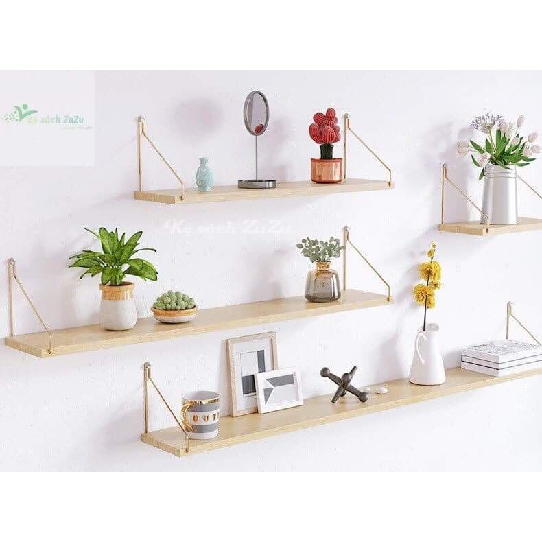 Kệ gỗ trang trí treo tường ZuZu Home không cần khoan tường, kích thước 50x15cm (đã kèm phụ kiện)