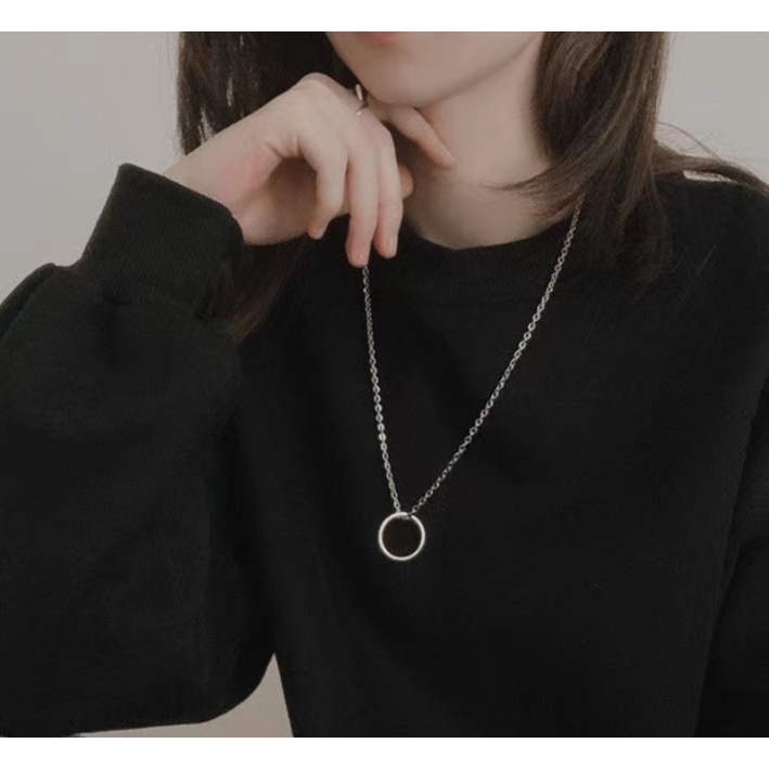 Dây chuyền thép Titan không gỉ lồng nhẫn ULa Shop phong cách Hàn Quốc new arrival 2022 VC8
