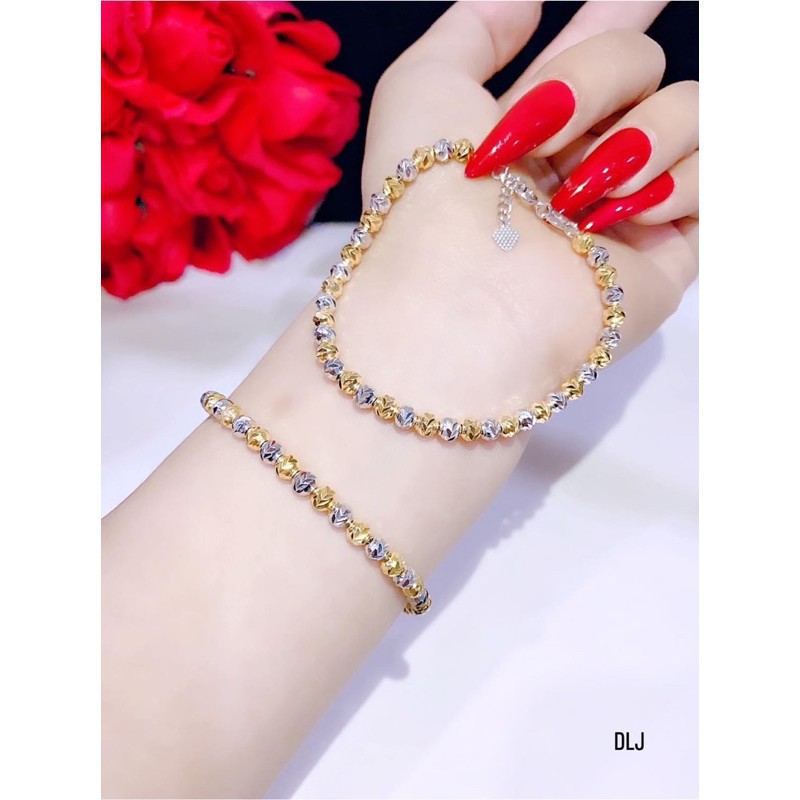 Lắc tay xi 2 màu vàng và bạch kim siêu xinh và sang,như vàng ý luôn nha các chị yêu  - HT Jewelry