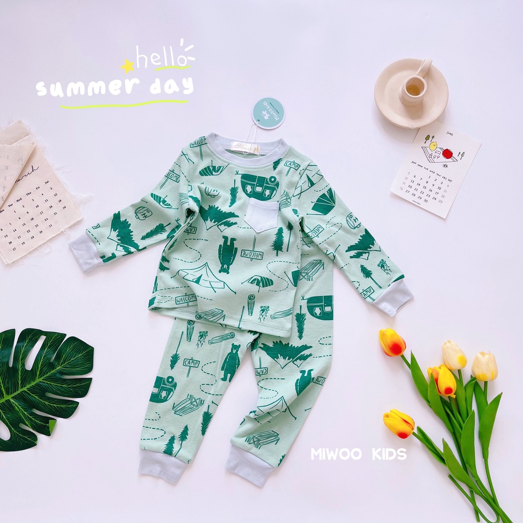 Bộ thun cotton dài tay Miwoo kids mẫu mới cho bé 2023 bảng màu 5