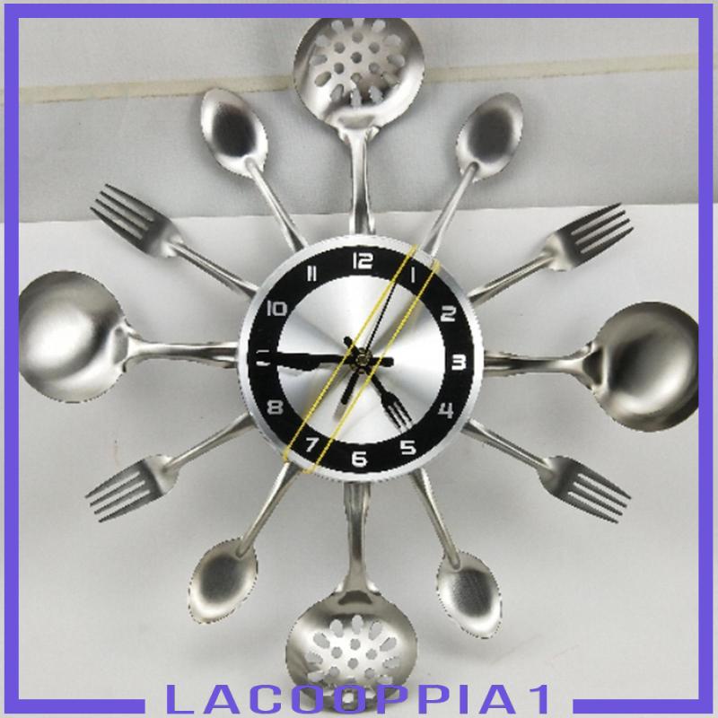 [Lacooppia1] Đồng Hồ Treo Tường Nhà Bếp Kèm Muỗng Nĩa Dễ Đọc Trang Trí