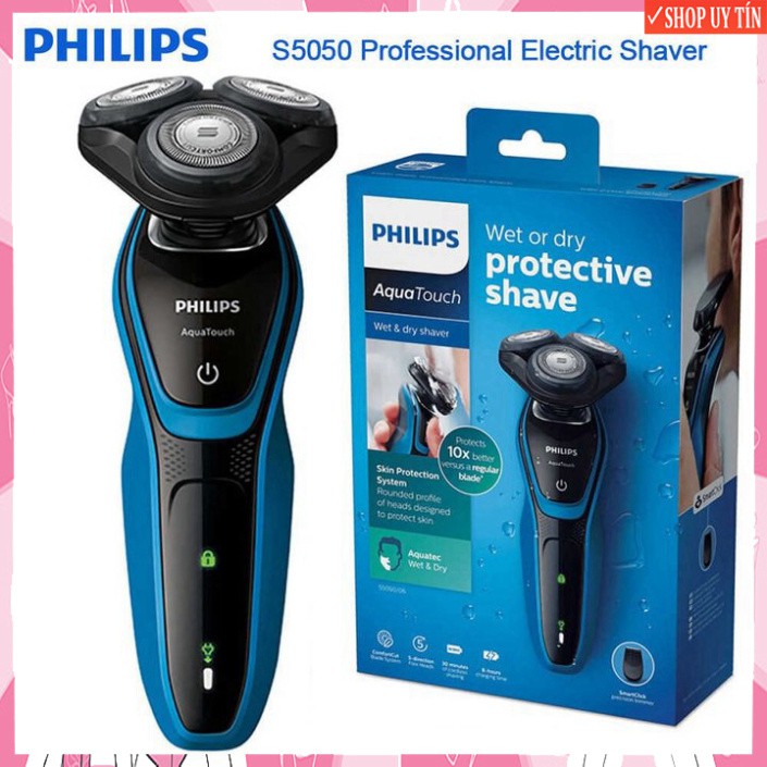 Máy cạo râu khô và ướt cao cấp thương hiệu Philips S5050 - Hàng Nhập Khẩu Chính Hãng Bảo Hành 2 Năm