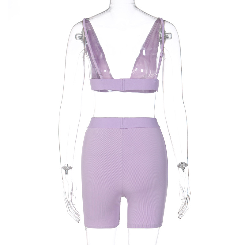 DUNEA Set Áo Dây Cổ Chữ V + Quần Short Thể Thao Thời Trang Nữ Mới