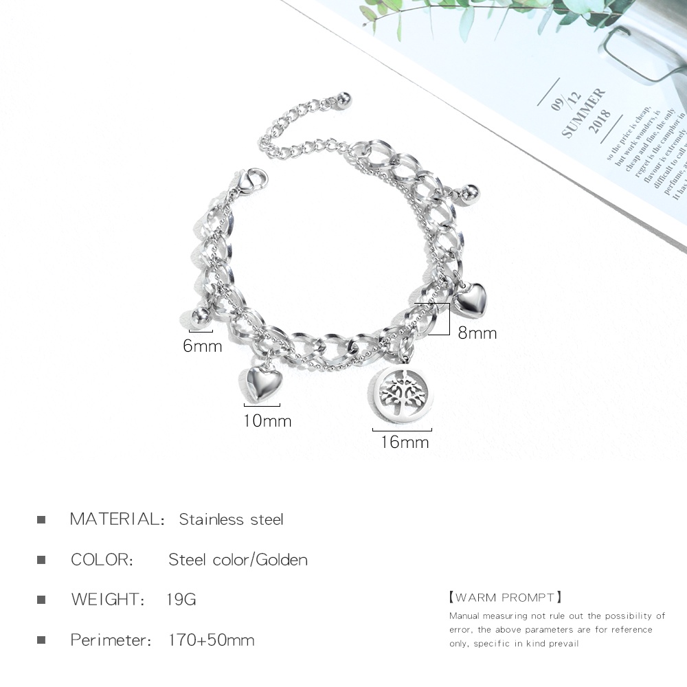 Vòng đeo tay OLEVS GS1037 thép titan hai lớp họa tiết cây và trái tim thời trang tinh tế dành cho nữ
