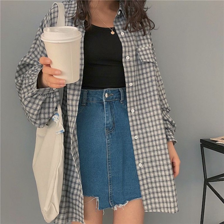 [QUÀ TẶNG LÀ KHẨU TRANG BẠN NHÉ] Áo sơ mi kẻ caro / áo sơ mi ulzzang form rộng oversize tay phồng