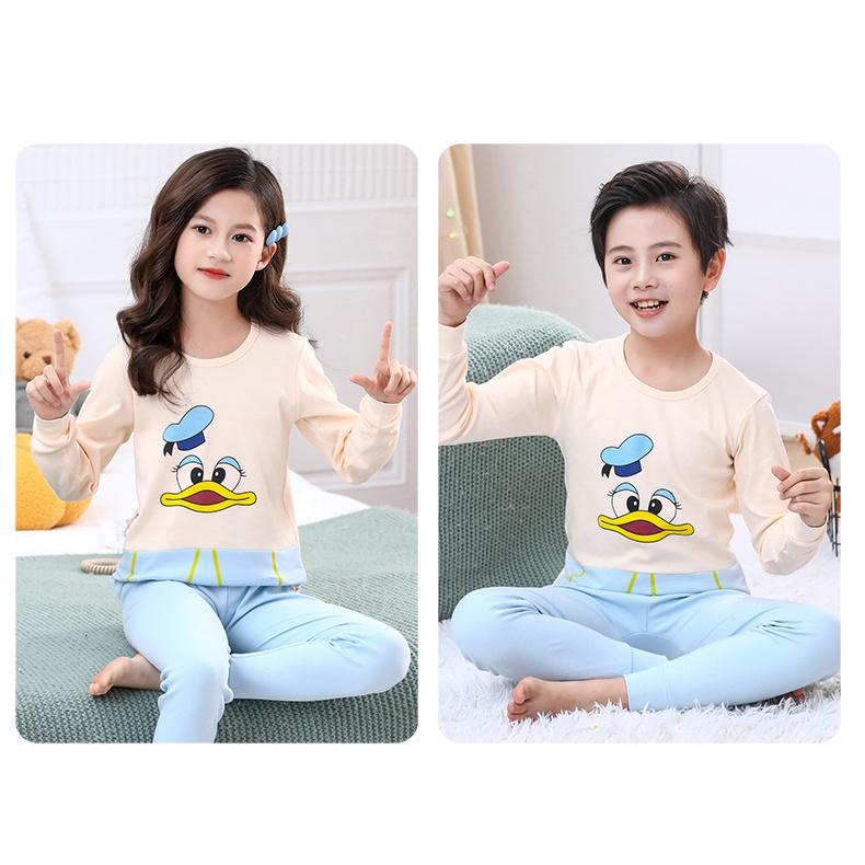 Bộ Đồ Ngủ Cotton Tay Dài 100-160cm Thời Trang Xuân Thu Cho Bé