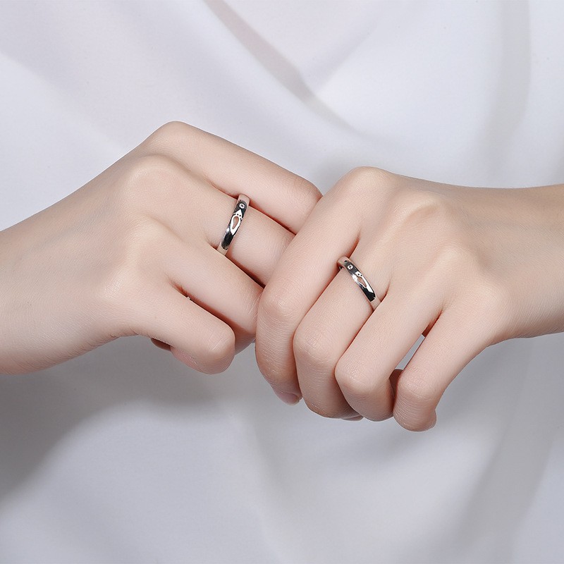 10 designs S925 Silver Couple Ring 2PCS Set of rings Girls' Accessories Simple Elegant Diamond Jewelry Bamboo Opening Adjustable Bamboo Wedding Ring cincin