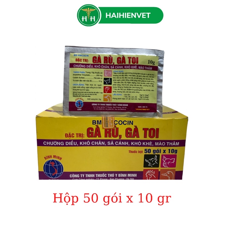 1 hộp BM AMCOCIN - gà rù, gà t.oi - ch.ướng diều, khô chân, sã cánh, khò khè, m.ào th.âm