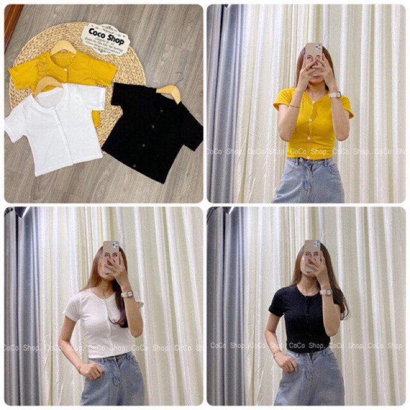 Áo croptop cố định cổ tròn loại cao cấp (100% ảnh thật)