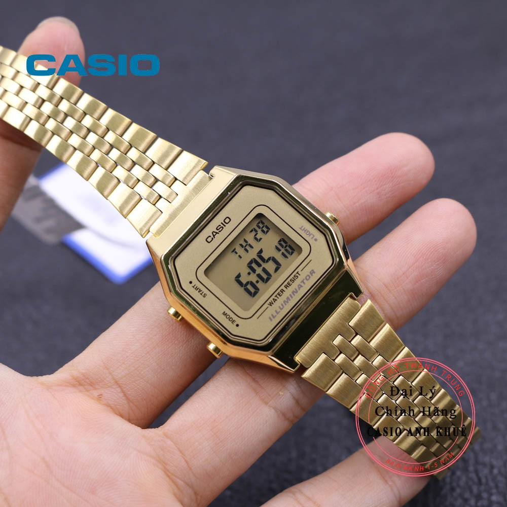 Đồng hồ điện tử nữ Casio Vintage LA680WGA-9DF dây kim loại