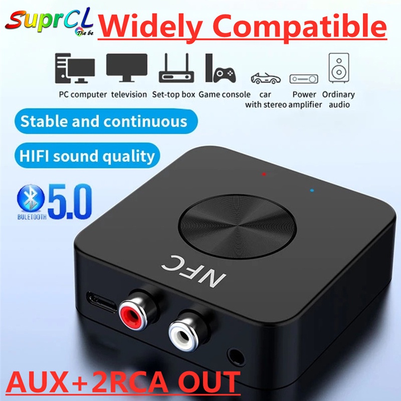 Thiết bị thu tín hiệu âm thanh không dây bluetooth 5.0 Aux NFC dành cho loa ô tô/TV/máy tính bàn