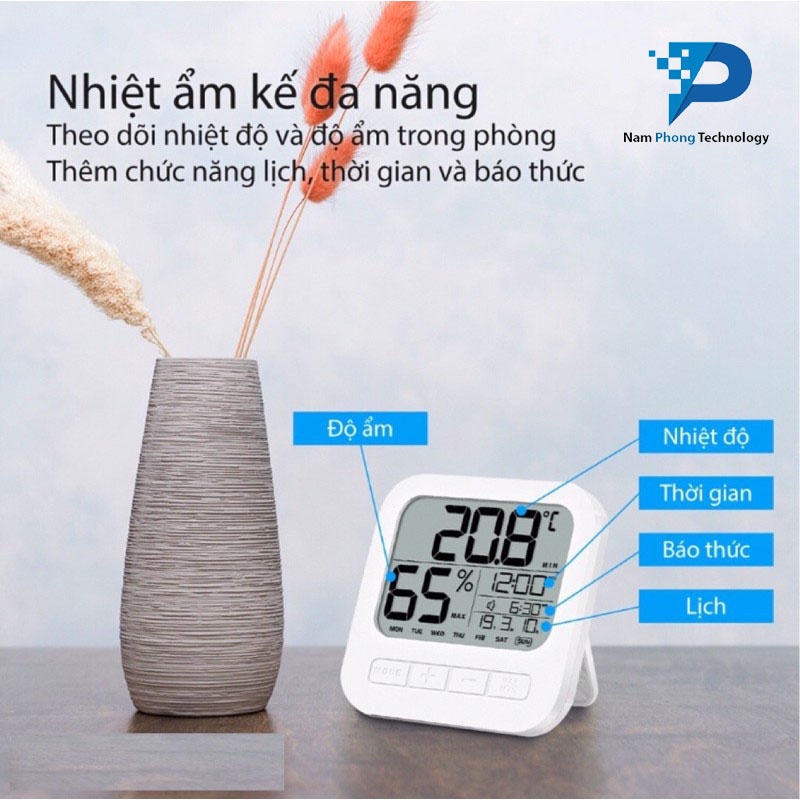 NHIỆT ẨM KẾ ĐIỆN TỬ ĐO NHIỆT ĐỘ VÀ ĐỘ ẨM PHÒNG NGỦ 6 TRONG 1 - THIẾT BỊ Y TẾ CHÍNH HÃNG