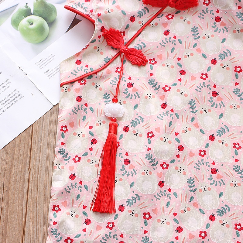 Đầm Sườn Xám In Hoa Phong Cách Trung Quốc Thời Trang Mùa Hè Mới Cho Bé Gái 9 Tháng - 3 Tuổi