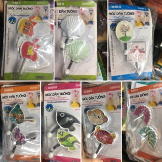 (2cái/1vĩ) combo 10 vĩ móc dán tường 2 cái cùng loại có đinh đóng vào tường hàng Việt Nam