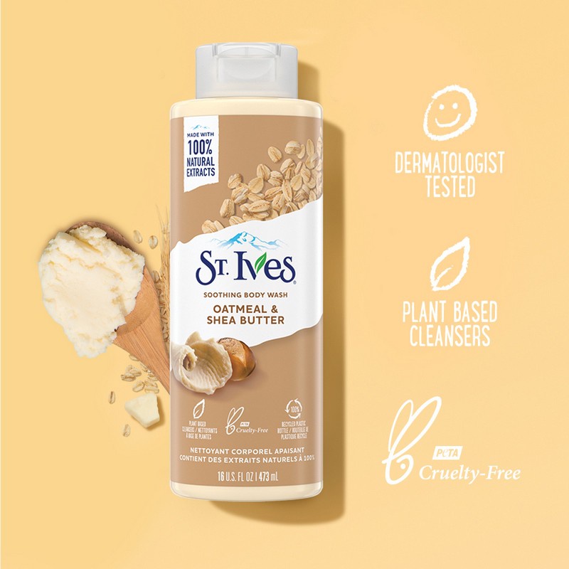 [Mẫu Mới] Sữa Tắm Dưỡng Ẩm St.Ives Chiết Xuất Yến Mạch Và Bơ Làm Mịn Da 473ml