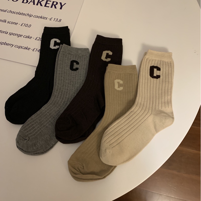 Đôi Tất Chân Giữ Ấm In Chữ C Thời Trang Nam Nữ